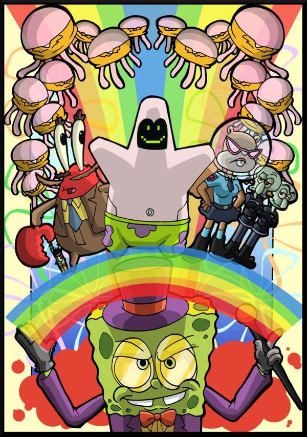 alternate_species anthro bow_(feature) bow_tie claws clothing cosplay eyewear female flower_cloud_(spongebob) glasses group hat headgear headwear machine male navel non-mammal_navel prisoner rainbow rainbow_arch smile suit warden_uniform unknown_artist imagination_(meme) nickelodeon spongebob_squarepants superjail! jared_(superjail!) mr._krabs patrick_star sandy_cheeks sheldon_j._plankton spongebob_squarepants_(character) squidward_tentacles squilliam_fancyson the_twins_(superjail!) arthropod asterozoan cephalopod cnidarian coleoid copepod crab crustacean decapoda echinoderm jellyfish jellyfish_(spongebob) malacostracan mammal marine maxillopod medusozoan mollusk octopodiform plankton_(species) robot rodent sciurid sea_sponge starfish tree_squirrel crossover meme