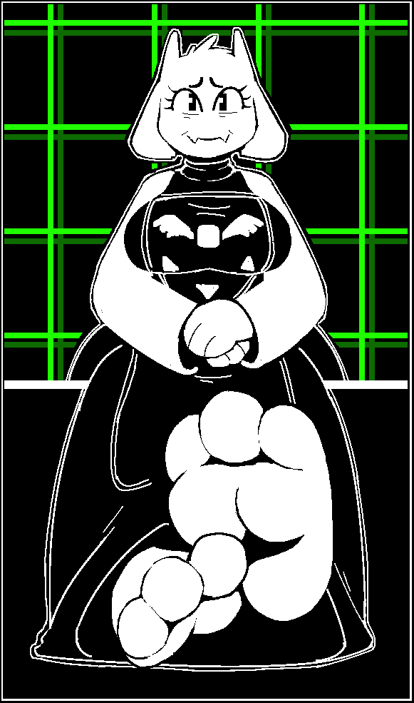 3_toes anthro barefoot big_breasts black_border border breasts clothed clothing eyelashes feet female foot_focus hindpaw looking_at_viewer mature_anthro mature_female paws plantigrade smile soles solo toes dondon undertale undertale_(series) toriel boss_monster_(undertale) bovid caprine mammal