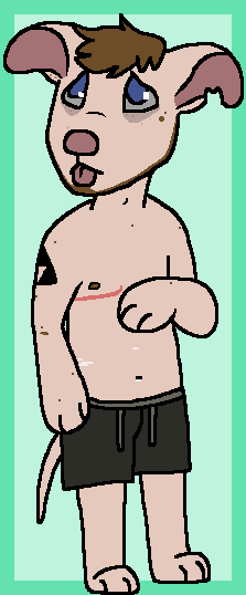 anthro arm_tattoo beard blep blue_eyes bottomwear brown_beard brown_facial_hair brown_hair brown_nipples chibi clothed clothing drawstring_shorts facial_hair feet green_background grey_bottomwear grey_clothing grey_sclera grey_shorts hair hairless handpaw hindpaw male mastectomy_scar navel nipples notched_ear paws pink_body pink_skin plantigrade scar shorts shorts_only shoulder_tattoo simple_background solo standing tail tattoo tongue tongue_out topless triforce_tattoo visibly_trans sebdoggo naked_blue_(sebdoggo) canid canine canis domestic_dog hairless_dog mammal 2017 aliasing digital_drawing_(artwork) digital_media_(artwork) flat_colors full-length_portrait microsoft_paint_(artwork) portrait trans_(lore) trans_man_(lore)