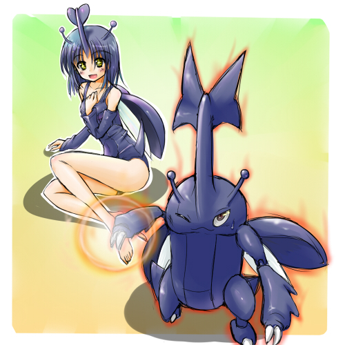 alternate_species blue_hair clothing cosplay costume duo female feral hair humanoidized long_hair pokemon_costume pokemorph yellow_eyes ranphafranboise nintendo pokemon animal_humanoid arthropod arthropod_humanoid beetle generation_2_pokemon heracross humanoid insect insect_humanoid pokemon_(species) pokemon_humanoid 1:1 low_res