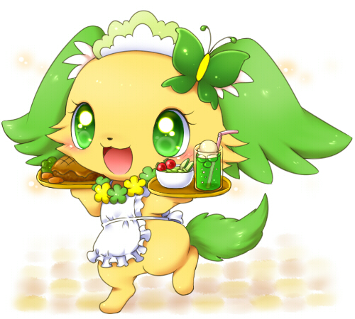 accessory anthro apron bendy_straw beverage blush bowl butterfly_clip chibi clip_accessory clothing container drinking_straw eyelashes female floral flower flower_garland food fur garland green_body green_eyes green_fur hair_accessory hairclip hat headgear headwear jewelry kemono lei necklace open_mouth plant plate semi-anthro simple_background solo tan_body tan_fur tongue white_background white_body white_fur aimia492 jewelpet sanrio sega sega_fave peridot_(jewelpet) canid canine canis domestic_dog mammal papillon toy_dog green_theme low_res