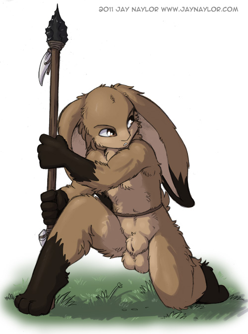 5_fingers animal_genitalia anthro balls biped black_body black_ear_tips black_fur black_markings brown_body brown_eyes brown_fur casual_nudity dipstick_ears ear_markings ears_down feet fingers front_view fully_sheathed fur genitals gloves_(marking) grass holding_melee_weapon holding_object holding_polearm holding_spear holding_weapon kneeling kneeling_on_grass kneeling_on_ground leg_markings long_ears male male_anthro markings melee_weapon multicolored_body multicolored_ears multicolored_fur nude nude_anthro nude_male on_grass on_ground on_one_knee pivoted_ears plant polearm sheath socks_(marking) solo spear tan_body tan_fur text toes weapon conditional_dnp jay_naylor lagomorph leporid mammal rabbit 2011 digital_media_(artwork) full-length_portrait portrait shaded url