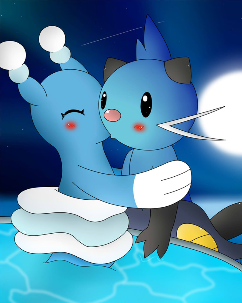 ambiguous_gender blue_body blush duo female feral hug kissing moon star surprise water darkrexs fsc-shiningfast winick-lim nintendo pokemon brionne dewott generation_5_pokemon generation_7_pokemon mammal marine pinniped pokemon_(species) 4:5