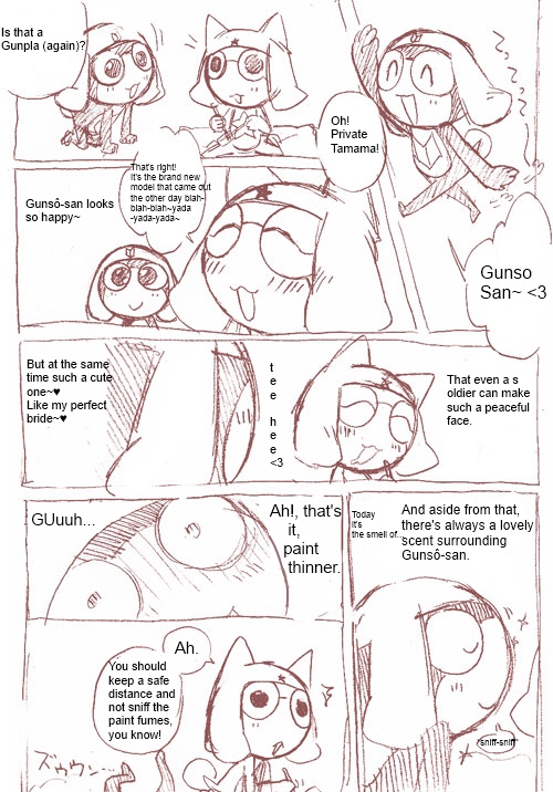 anthro crossgender female femboy male text unknown_artist sgt._frog keroro tamama amphibian keronian comic english_text monochrome translated