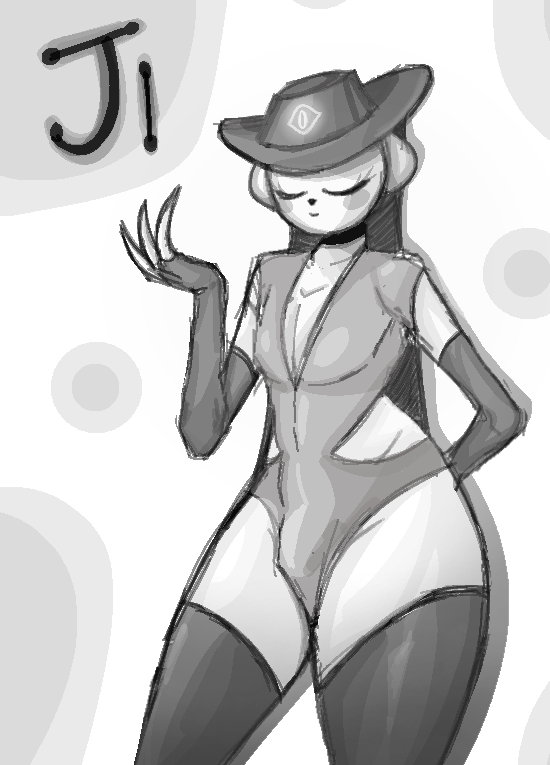 anthro arm_warmers armwear blush bulge clothed clothing cowboy eyes_closed femboy fur hat headgear headwear legwear male nails simple_background skimpy smile solo stockings thick_thighs rbgarts nine_sols red_candle_games ji_(nine_sols) felid feline mammal solarian sketch