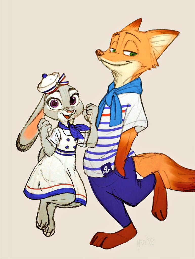 3_toes anthro barefoot clothed clothing duo feet female fully_clothed fur male orange_body orange_fur plantigrade toes mortic_ox disney zootopia judy_hopps nick_wilde canid canine fox lagomorph leporid mammal rabbit red_fox true_fox 2018