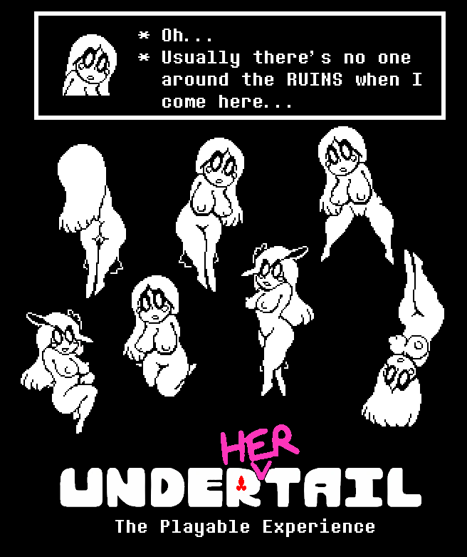 alternate_universe big_breasts breasts crossgender female genitals monster_girl_(genre) nipples not_furry pussy solo text thick_thighs upside_down wide_hips underherteam under(her)tail undertale undertale_(series) blooksanap napstablook ghost humanoid monster spirit english_text