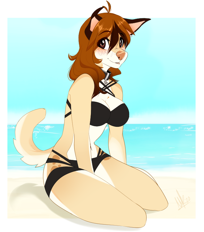 anthro breasts brown_eyes brown_hair clothed clothing eyebrows eyelashes female hair smile solo wolflady danika_(wolflady) canid canine canis domestic_dog mammal 2020 digital_media_(artwork)