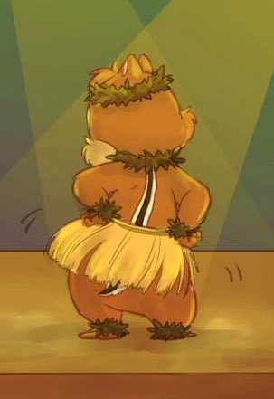 clothing dancing fur grass_skirt head_wreath hula leaf leaf_clothing leaf_crown rear_view small_tail solo spotlight tail tan_body tan_fur kurokuma824 disney dale_(disney) chipmunk ground_squirrel mammal rodent sciurid 2019 low_res