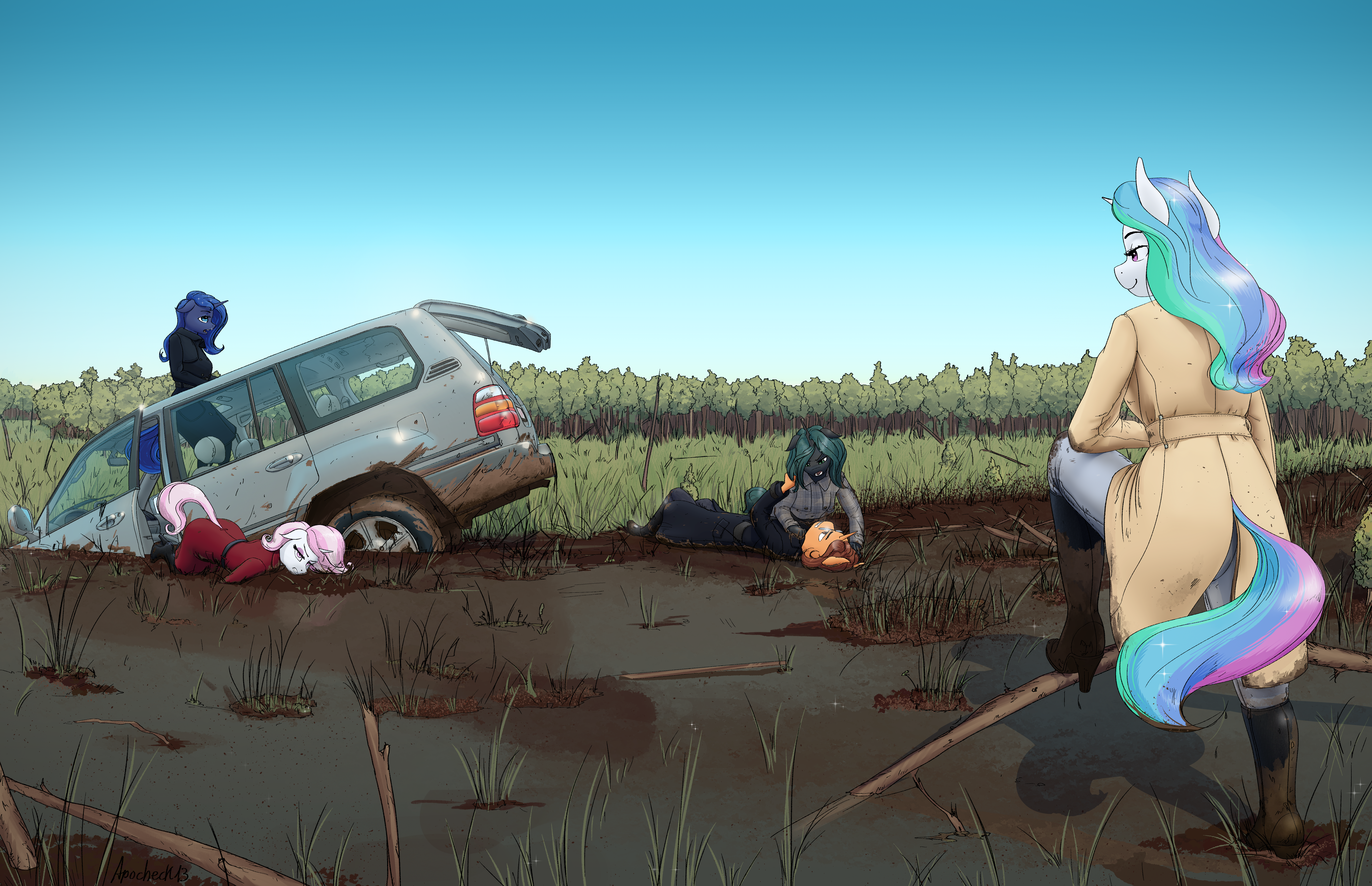 postać fana, fleur de lis, księżniczka celestia, księżniczka luna i królowa poczwarka (przyjaźń to magia itp.) stworzone przez apocheck13