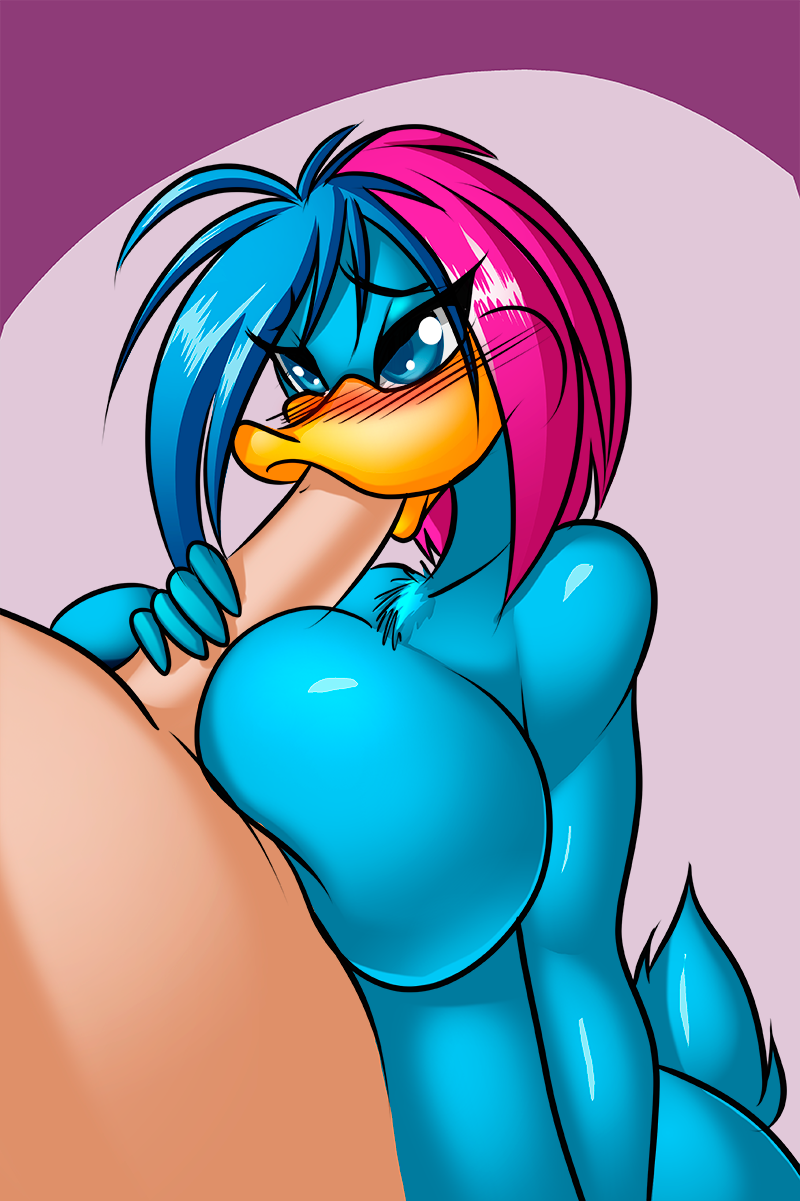 anthro beak beak_fetish beak_play beak_sex beakjob big_breasts big_penis blue_body blue_eyes blue_feathers blue_hair blush breast_play breast_squish breasts curvy_figure duo erection feathers fellatio female genitals hair huge_breasts huge_penis human_on_anthro interspecies male male/female multicolored_hair non-mammal_breasts nude oral penile penis pink_hair sex squish titfuck two_tone_hair voluptuous wide_hips mastergodai knuckle_up! jupiter_(mastergodai) anatid anseriform avian bird duck human mammal hi_res