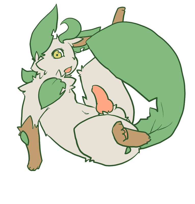 balls erection feral genitals leaf leaf_tail male nude penis simple_background solo tail white_background kosian nintendo pokemon eeveelution generation_4_pokemon leafeon pokemon_(species)