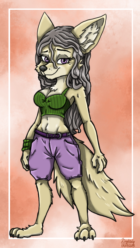 anthro female fur grey_hair hair purple_eyes solo tan_body tan_fur ziegelzeig bad_guy_cafe cathleen_velvetpaw canid canine fennec_fox fox mammal true_fox 2023