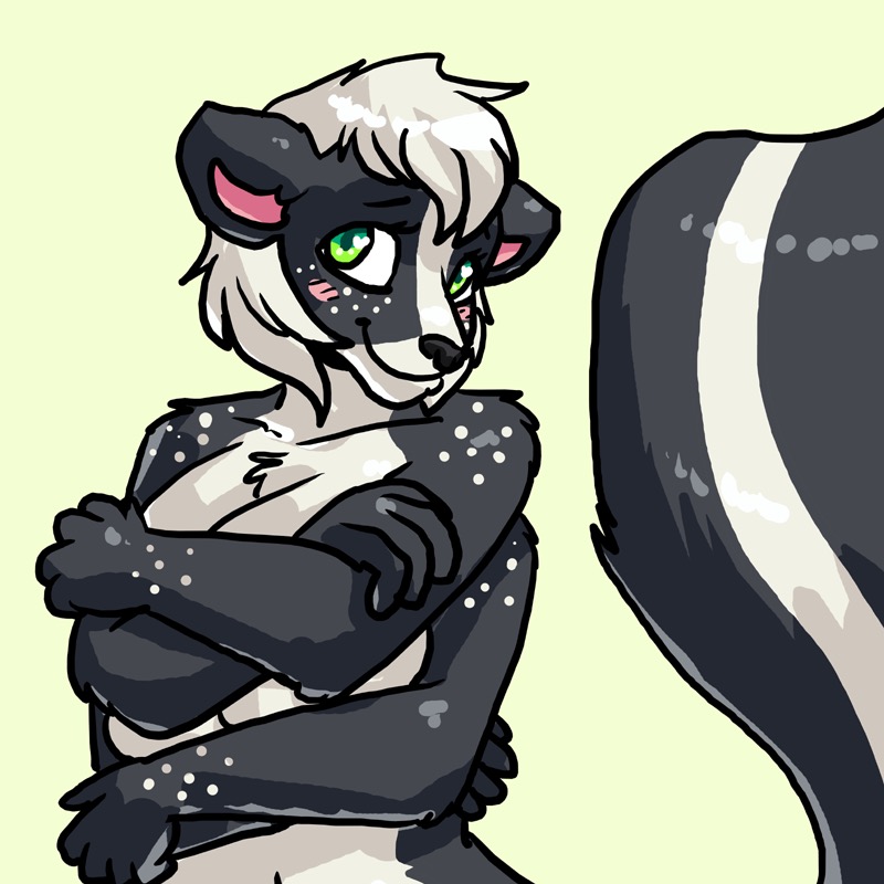 4_arms 4_breasts blush breasts covering covering_breasts covering_self female multi_arm multi_breast multi_limb nude solo merlin-the-bruce juniper_skunktaur mammal mammal_taur mephitid mephitid_taur skunk skunk_taur striped_skunk taur 1:1 2020