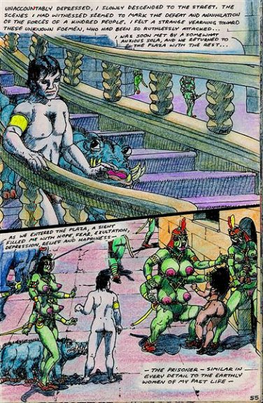 breasts butt female genitals group male melee_weapon nipples nude penis stairs sword tusks weapon edgar_rice_burroughs james_killian_spratt a_princess_of_mars dejah_thoris john_carter sola woola alien calot green_martian human humanoid mammal red_martian thark comic traditional_media_(artwork)