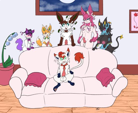 animal_genitalia animal_penis anthro breasts canine_genitalia canine_penis female feral genitals group male male/female male/male penis plant surrounded kure_uwu_(artist) nintendo piper_perri_surrounded pokemon fan_character kai_mew-(character) misu_(fwuffydurg) sanas virren eeveelution generation_1_pokemon generation_4_pokemon generation_6_pokemon generation_8_pokemon hisuian_form hisuian_zorua hybrid legendary_pokemon luxray mew_(pokemon) pokemon_(species) regional_form_(pokemon) sylveon meme