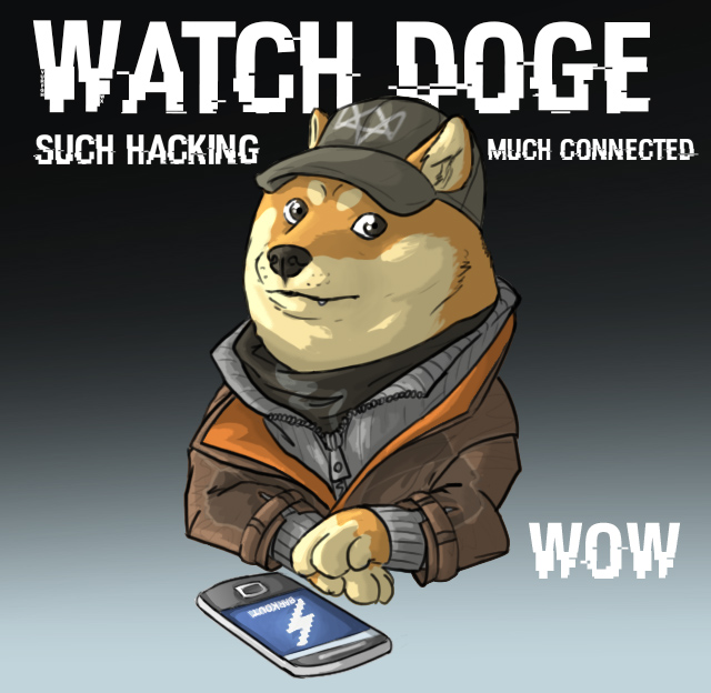 anthro clothed clothed_feral clothing electronics feral fur humor looking_at_viewer male parody phone pun simple_background solo tan_body tan_fur text greytonano dogelore ubisoft watch_dogs aiden_pearce doge canid canine canis domestic_dog mammal shiba_inu spitz english_text meme