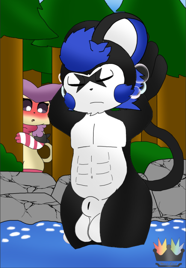 abs animal_genitalia anthro balls bathing clothing duo female genitals gloves handwear legwear male mature_male nude outlaw_(pmd) outside plant river rock scarf sheath spying stockings tree maximillianlad nintendo pokemon pokemon_mystery_dungeon spike_chunsoft adler_the_emolga fan_character team_vier user_(character) delcatty emolga generation_3_pokemon generation_5_pokemon pokemon_(species) 2024