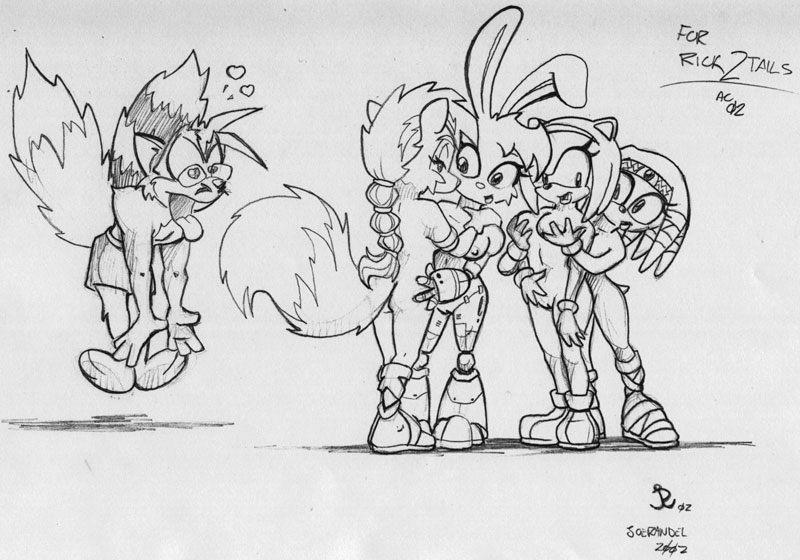 anthro aroused breasts breasts_fondling female female/female genitals group male mostly_nude pussy joe_randel archie_comics sega sonic_adventure sonic_the_hedgehog_(archie) sonic_the_hedgehog_(comics) sonic_the_hedgehog_(series) amy_rose bunnie_rabbot lupe_the_wolf rick2tails tikal_the_echidna canid canine canis echidna eulipotyphlan hedgehog lagomorph leporid mammal monotreme rabbit wolf 2002 monochrome traditional_media_(artwork)