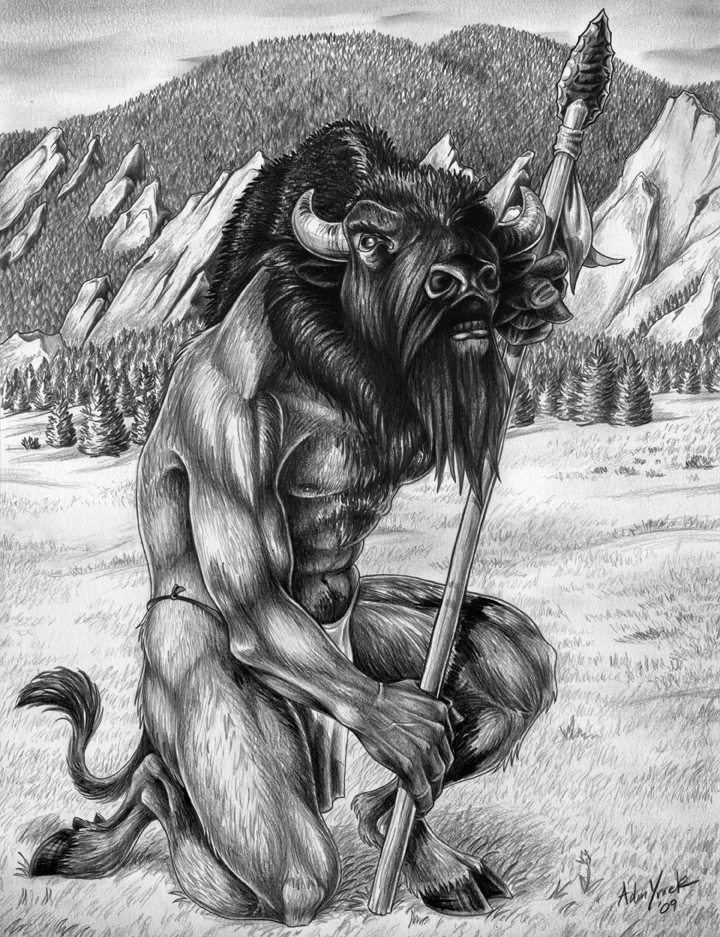 anthro athletic athletic_anthro athletic_male bottomwear clothing fingers hooved_fingers hooves horn loincloth male melee_weapon muscular muscular_anthro muscular_male nipples polearm pubes solo spear vein veiny_hands weapon admyrrek american_bison bison bovid bovine mammal monochrome