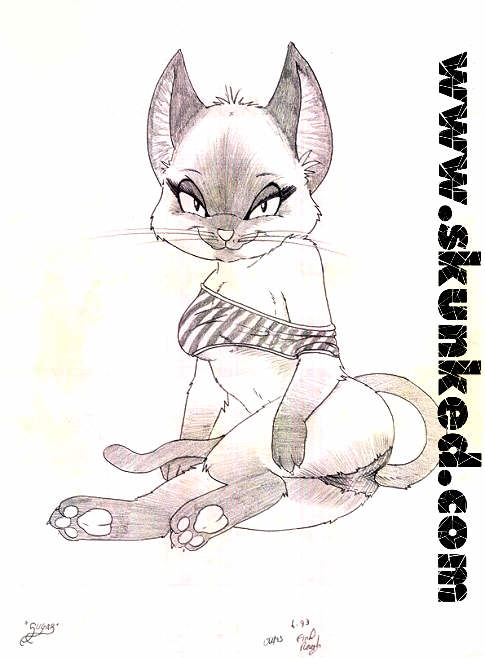 3_toes anthro barefoot biped breasts claws feet female pawpads soles solo toes under_boob desiree_lee james_m_hardiman sugar_ming domestic_cat felid feline felis mammal siamese sketch traditional_media_(artwork)