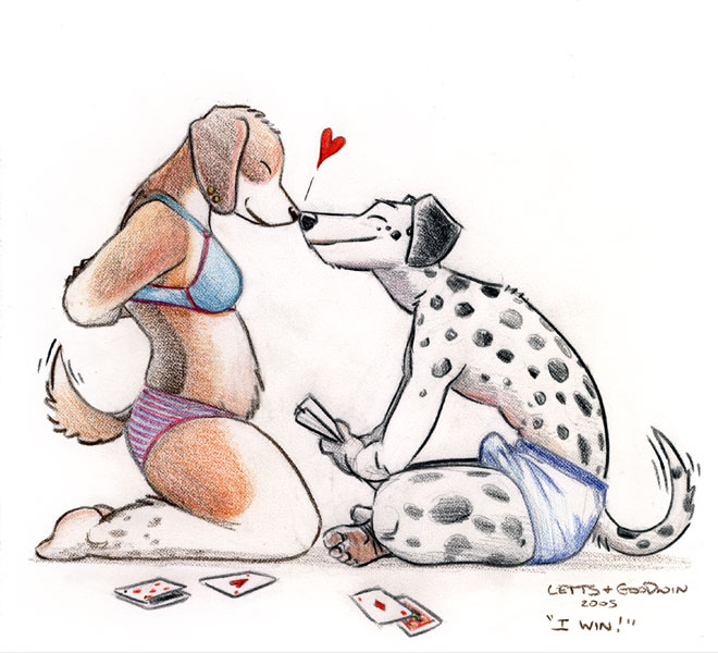 anthro bent_legs blue_bra blue_clothing blue_underwear bottomwear boxers_(clothing) bra bulge card card_game card_hand clothed clothing crossed_legs detailed_bulge diamonds_(suit) duo erection erection_under_clothing female five_of_hearts gaming genital_outline gesture heart_reaction heart_symbol hearts_(suit) holding_card holding_object kneeling love male nuzzling panties pattern_bottomwear pattern_clothing pattern_panties pattern_underwear penis_outline playing_card poker red_heart romantic romantic_couple simple_background sitting strip_poker striped_bottomwear striped_clothing striped_panties striped_underwear stripes suggestive suit_symbol tail tail_gesture tail_motion tailwag tenting thick_thighs underwear undressing chris_goodwin beagle canid canine canis dalmatian domestic_dog hunting_dog mammal scent_hound 2005