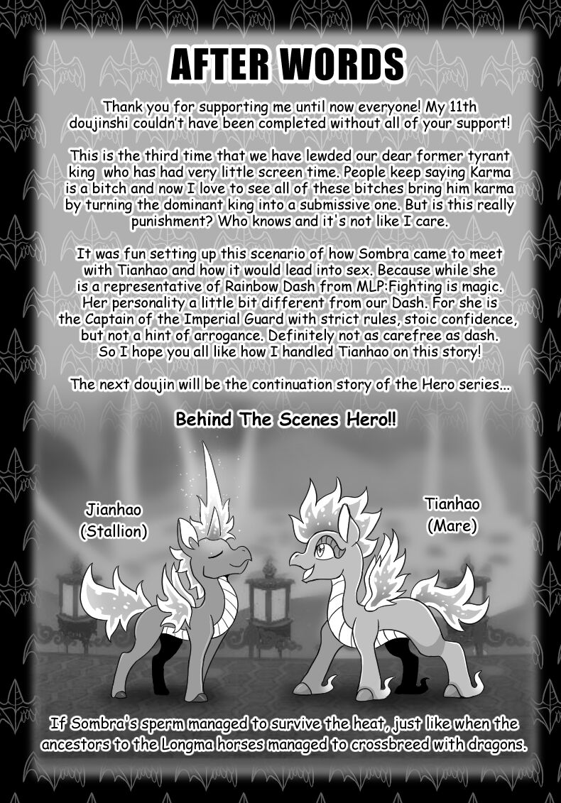 afterword alternate_timeline eyes_closed female feral fire flaming_hair flaming_mane flaming_tail flaming_wings horn interspecies looking_at_another male offspring profanity pseudo_hair pseudo_mane tail text unusual_anatomy unusual_wings wings young young_feral vavacung asian_mythology chinese_mythology east_asian_mythology friendship_is_magic hasbro my_little_pony mythology them's_fightin'_herds king_sombra_(mlp) tianhuo_(tfh) dragon equid equine horse hybrid longma mammal mythological_creature mythological_equine mythological_scalie pony scalie unicorn 2022 comic crossover digital_media_(artwork) english_text greyscale monochrome brother_(lore) brother_and_sister_(lore) sibling_(lore) sister_(lore)