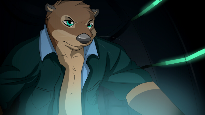 anthro clothed clothing green_eyes male open_clothing open_shirt open_topwear shirt solo topwear theothefox mammal mustelid otter 16:9 widescreen