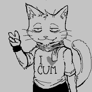 anthro clothing gesture hand_gesture male shirt smile text text_on_clothing text_on_shirt text_on_topwear topwear v_sign rhonbon asian_mythology east_asian_mythology japanese_mythology maneki-neko mood mythology domestic_cat felid feline felis mammal yokai low_res monochrome