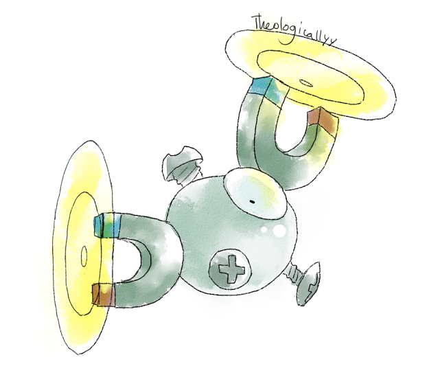 1_eye ambiguous_gender floating glowing grey_body looking_at_viewer machine magnet metallic_body not_furry on_model pupils raised_arm screw simple_background small_pupils solo toony white_background artsy-theo nintendo pokemon generation_1_pokemon magnemite pokemon_(species) robot 2015 digital_drawing_(artwork) digital_media_(artwork) full-length_portrait portrait signature