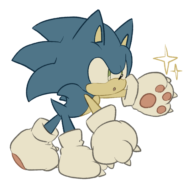 anthro blue_body blue_fur clothing footwear fur gloves green_eyes handwear male open_mouth paw_gloves paw_socks simple_background socks solo white_background sikai sega sonic_the_hedgehog_(series) sonic_the_hedgehog eulipotyphlan hedgehog mammal