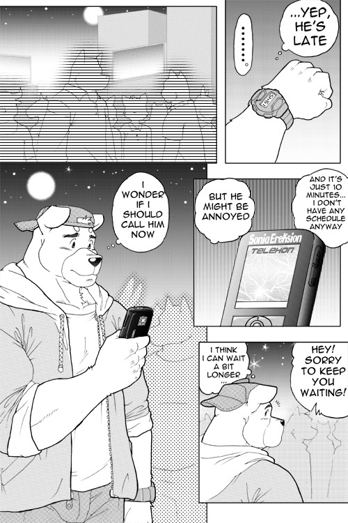 anthro cellphone dialogue distance electronics male phone text maxima ryuu_majin canid canine canis domestic_dog mammal 2:3 comic english_text greyscale monochrome