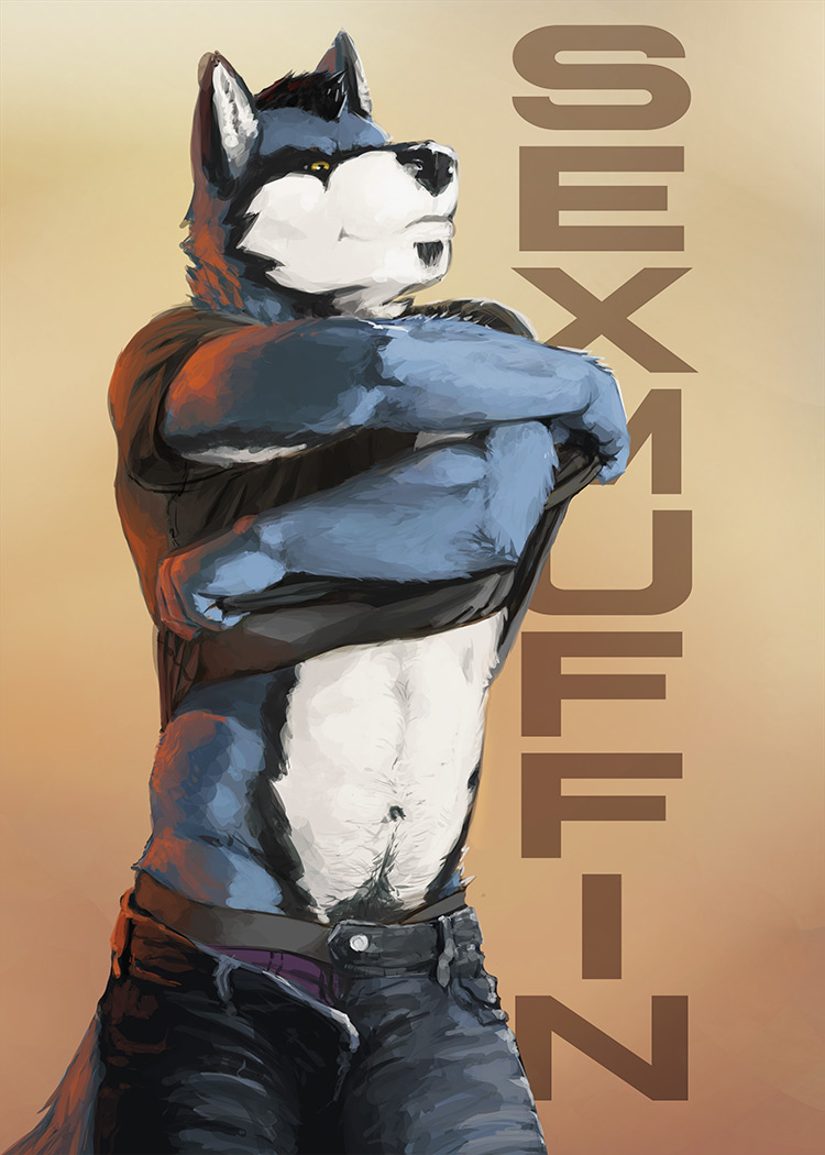 abs anthro bottomwear clothed clothing fur hair looking_down male manly navel pants pubes shirt solo text topwear underwear undressing sexmuffin zedd canid canine canis mammal wolf english_text