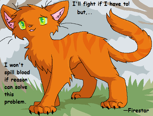 ambiguous_gender black_claws black_text claws day detailed_background dialogue digitigrade eyebrows feral fur grass green_eyes open_mouth orange_body orange_fur outside paws pink_inner_ear pink_nose plant quote solo standing tail text whiskers dethtwink warriors_(book_series) firestar_(warriors) domestic_cat felid feline felis mammal 2024 aliasing cel_shading character_name comic_sans digital_drawing_(artwork) digital_media_(artwork) english_text full-length_portrait microsoft_paint_(artwork) portrait shaded