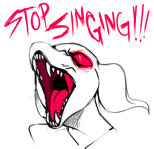 angry ask_blog male open_mouth red_eyes simple_background solo teeth text white_background yelling dogrot earthbound_(series) nintendo giygas alien gieeg black_and_white_and_red english_text lol_comments low_res reaction_image