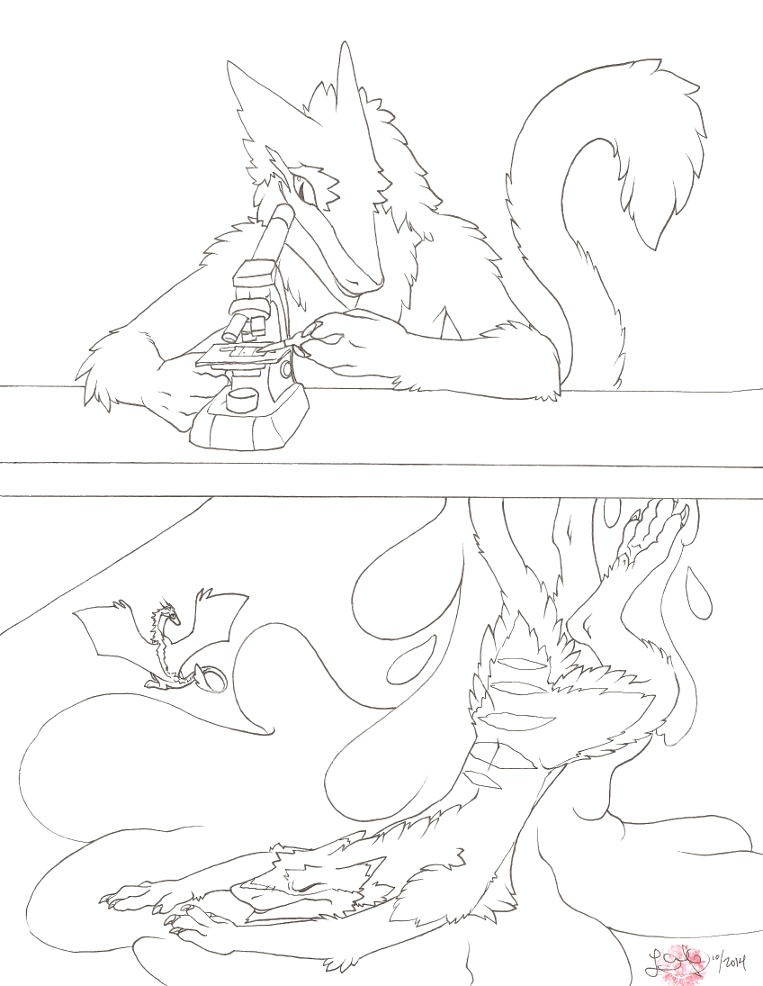 anthro eyedropper feral laboratory_equipment male micro microscope scientific_instrument shrinking size_difference size_transformation tail transformation epicwang mythology fumei lag_(character) pentalis dragon mythological_creature mythological_scalie scalie sergal 2014 monochrome