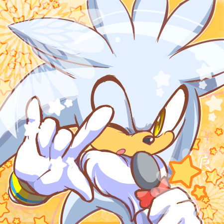 amber_eyes anthro bracelet chest_tuft clothing electronics fur gloves handwear jewelry male microphone one_eye_closed solo star tuft white_body white_fur wink inano2009 macross sega sonic_the_hedgehog_(series) silver_the_hedgehog eulipotyphlan hedgehog mammal 1:1 low_res