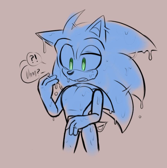 after_vore anthro dialogue digested interrobang male solo speech_bubble vore oogletvoidlet sega sonic_the_hedgehog_(series) sonic_the_hedgehog goo_creature