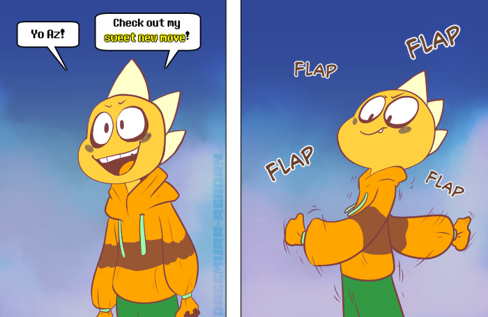 anthro armless clothing dialogue hoodie male simple_background smile solo text topwear fatz_geronimo undertale undertale_(series) monster_kid reptile scalie comic english_text