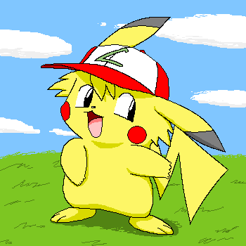 ambiguous_gender open_mouth solo pasaran nintendo pokemon ashchu generation_1_pokemon pikachu pokemon_(species) 1:1 digital_media_(artwork) low_res oekaki