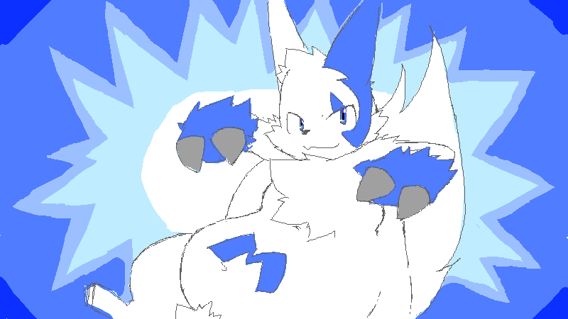 ambiguous_gender blue_body blue_eyes blue_fur blue_markings fur markings slightly_chubby solo tail white_body white_fur kogamaru nintendo pokemon generation_3_pokemon pokemon_(species) shiny_pokemon zangoose 16:9 widescreen