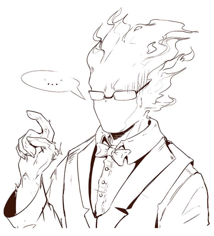 bow_(feature) bow_tie clothing ellipsis eyewear fire glasses jacket male not_furry simple_background solo standing topwear jazzycat undertale undertale_(series) grillby elemental_creature elemental_humanoid fire_creature fire_humanoid humanoid reaction_image