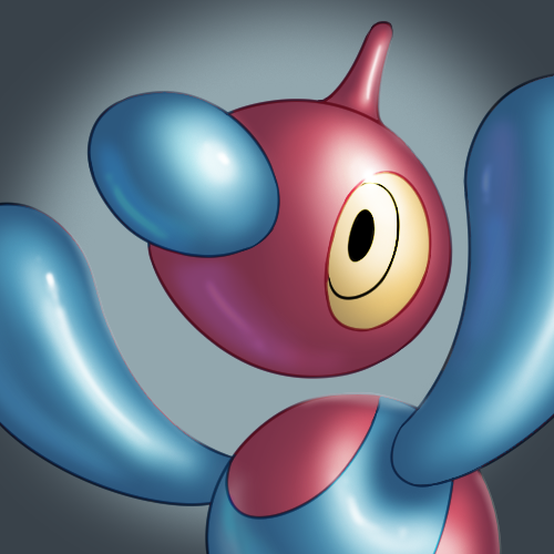 ambiguous_gender blue_arms blue_body blue_nose multicolored_body raising_hands red_body ringed_eyes simple_background solo three-quarter_view two_tone_body yellow_eyes posexe nintendo pokemon generation_4_pokemon pokemon_(species) porygon-z 1:1 2023 bust_portrait digital_media_(artwork) icon low_res portrait shaded soft_shading