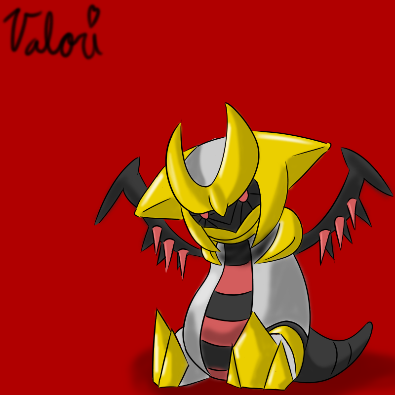 ambiguous_gender chibi plushie red_background simple_background sitting solo valorious_graham nintendo pokemon altered_forme_giratina generation_4_pokemon giratina legendary_pokemon pokemon_(species) 1:1