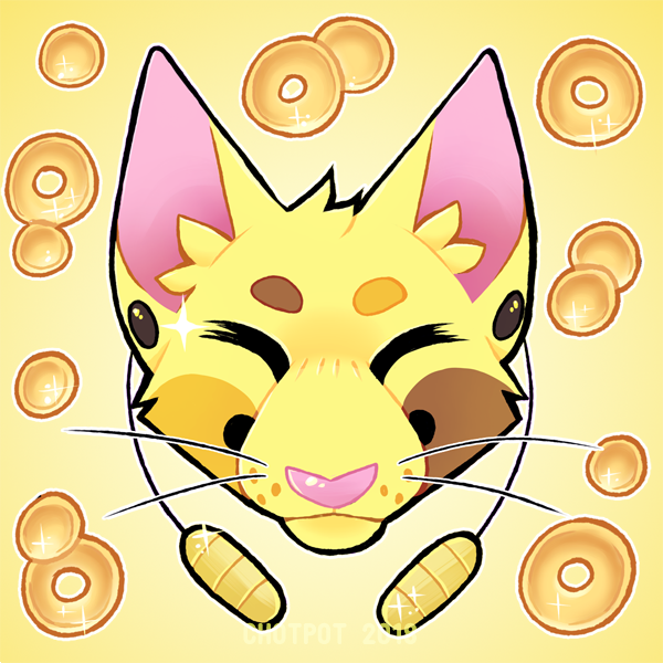 black_ear_piercing brown_eyebrows brown_markings closed_smile coin ear_piercing eyebrows eyes_closed female fur fur_markings markings mouth_closed multicolored_body multicolored_fur piercing pink_inner_ear pink_nose simple_background smile solo sparkles whisker_spots whiskers yellow_background yellow_body yellow_fur chotpot maneki-neko karma_(limeaid911) domestic_cat felid feline felis mammal 1:1 2018 colored digital_drawing_(artwork) digital_media_(artwork) english_description headshot_portrait icon portrait shaded