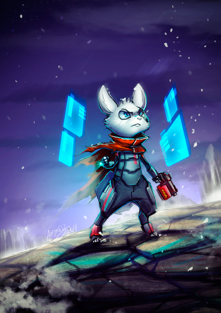 anthro armor biped blue_eyes clothed clothing male simple_background solo standing weapon kiaun derideal bandi_(xen) lagomorph leporid mammal rabbit 2014 digital_drawing_(artwork) digital_media_(artwork) signature