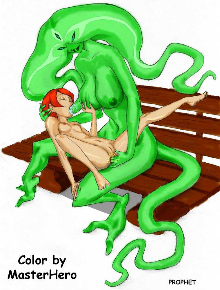 anal anal_fingering breasts consentacles duo eyes_closed female fingering fingering_partner genitals green_nipples hair interspecies lips multi_eye nipples not_furry orange_hair pussy sex small_breasts tentacles text masterhero prophet ben_10 cartoon_network gwen_tennyson xylene alien human mammal uxorite colored english_text