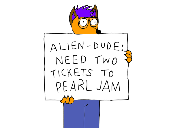 anthro clothed clothing eyewear fur glasses hair holding_object holding_sign male sign simple_background solo text white_background pearl_jam the_simpsons canid canine mammal digital_media_(artwork) draw_over english_text