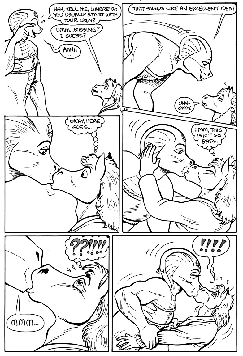 anthro anthro_on_anthro apode arm_grab clothed clothing dialogue duo exclamation_point extreme_french_kiss female flat_chested french_kissing fully_clothed furgonomics furry-specific_piercing interspecies jewelry kissing larger_female legless male male/female mostly_nude neck_bulge open_mouth open_smile piercing question_mark serpentine size_difference smaller_male smile snake_hood snake_hood_piercing speech_bubble text thought_bubble karno here_there_be_dragons gustav_(here_there_be_dragons) oracle_ruzuya draconcopode equid equine horse mammal naga reptile scalie snake comic digital_media_(artwork) english_text monochrome