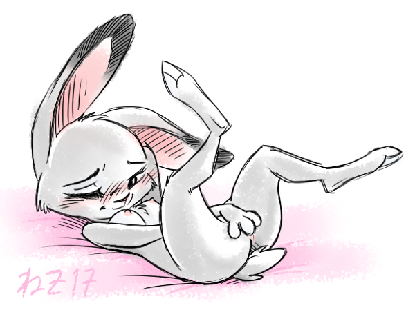 anthro belly blush breasts female fingering fur grey_body grey_fur masturbation navel nipples nude one_eye_closed purple_eyes solo vaginal vaginal_fingering vaginal_masturbation white_belly sankam disney zootopia judy_hopps lagomorph leporid mammal rabbit 2017